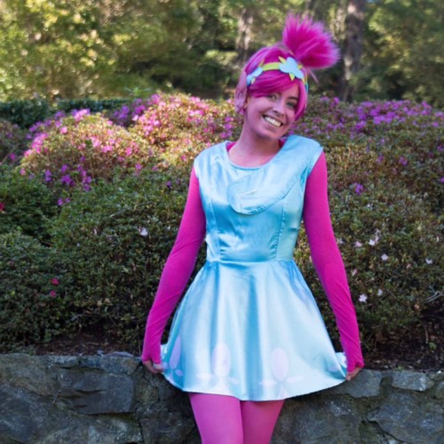 Poppy-inspired Trolls-style pink-haired character performer for NZ kids parties
